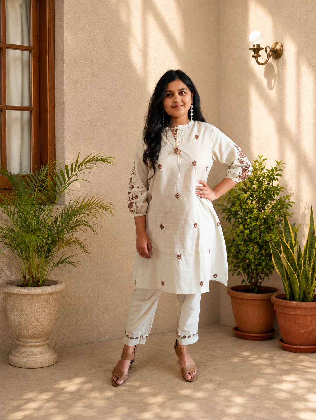 Moonlit Ivory Embroidered Co-Ord Kurta Set