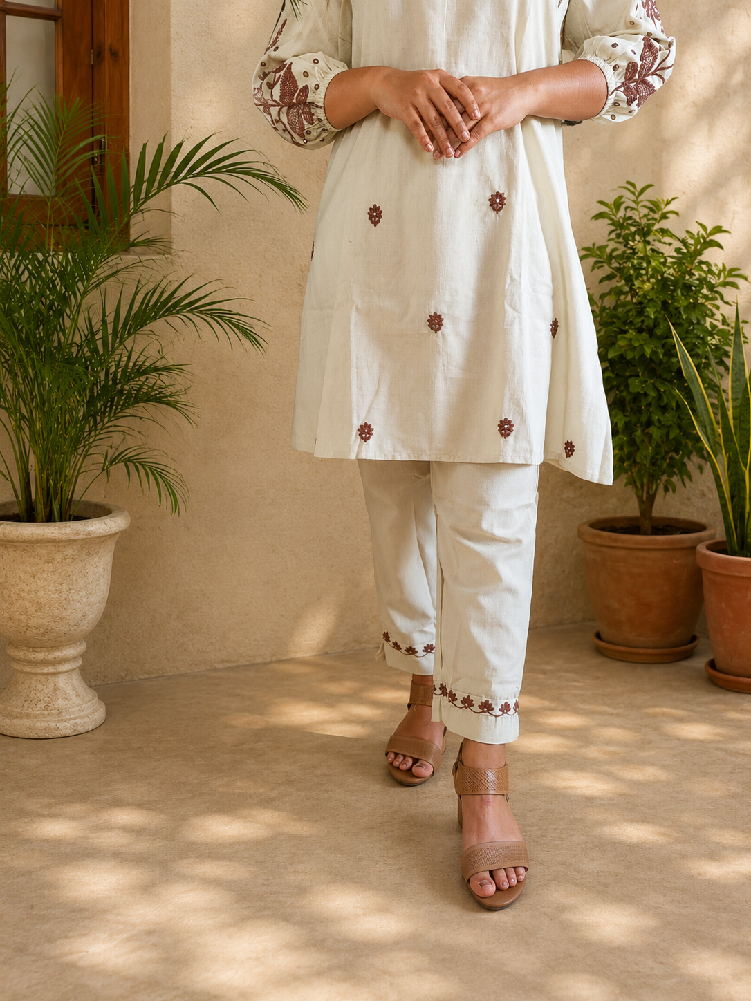Moonlit Ivory Embroidered Co-Ord Kurta Set - Image 3