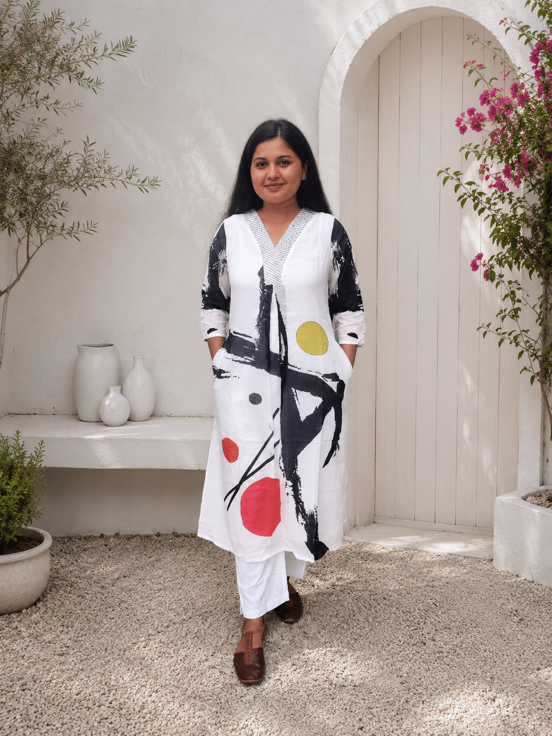 Rust Abstract Kurta Set - Image 3